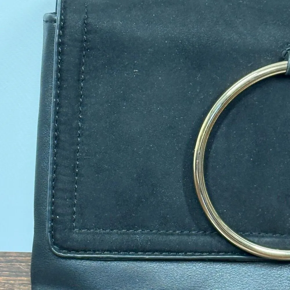 Aldo black leather suede gold metal strap Crossbody/shoulder/clutch purse 10x7” - Image 2