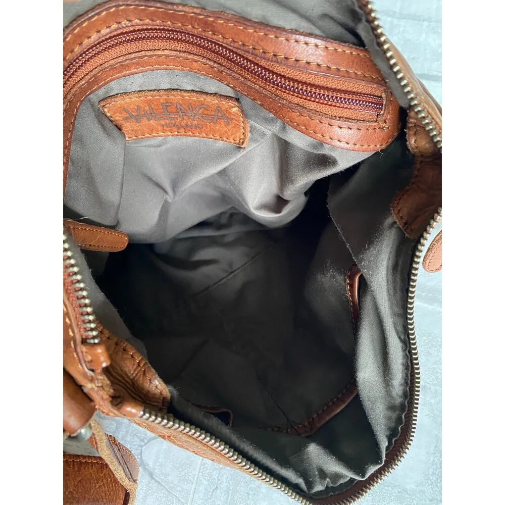 Anthro Vilenca Holland Cognac Leather Woven Crossbody Bag Boho Chic Timeless Brown - Image 9