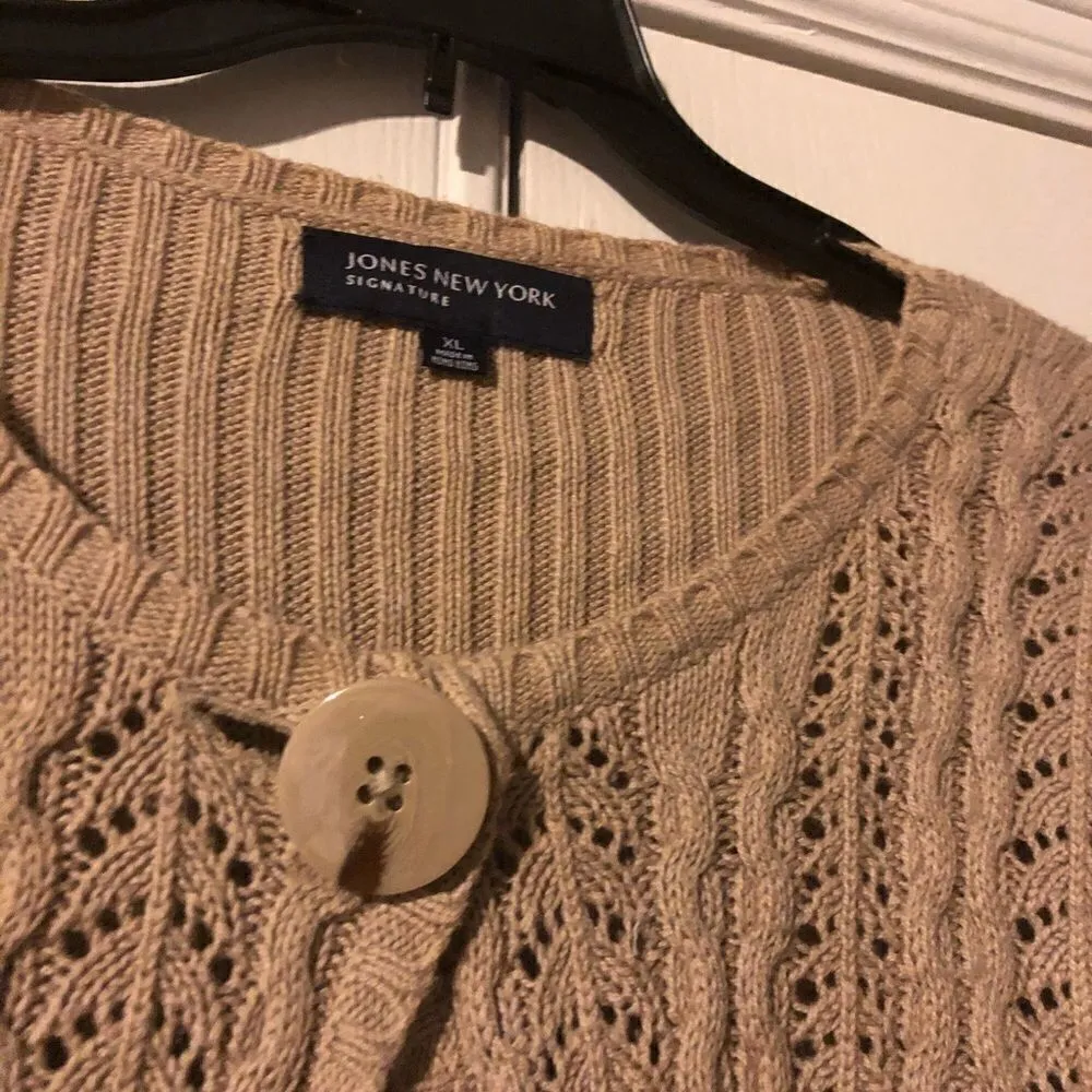Jones New York camel 1 button knitted cardigan sz XL - Image 7