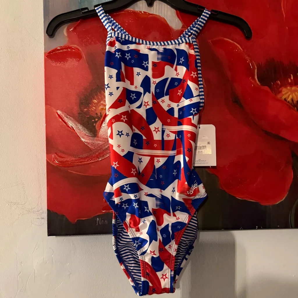Dolfin Uglies Salute V Back  Swimsuit Womens Size 30 Red  White & Blue - Image 3
