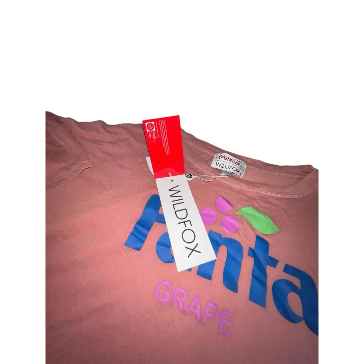 Wildfox Coca-Cola Fanta Grape Alhambra Crop T-Shirt Top Pigment Ash Rose L NWT - Image 7