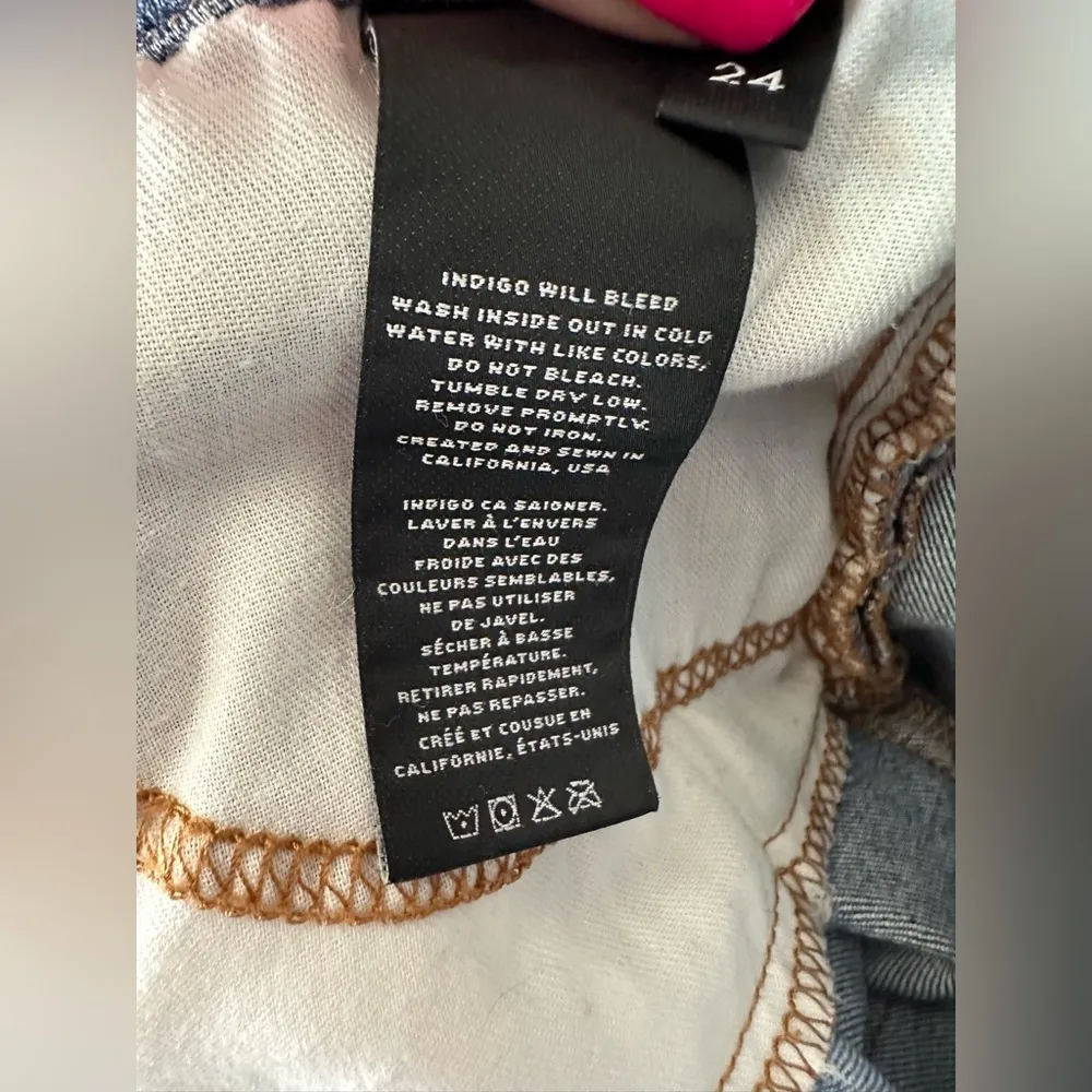 J BRAND Lela Drift Dipped Indigo Pencil Frayed Stretch Denim Jeans Skirt 24 - Image 8