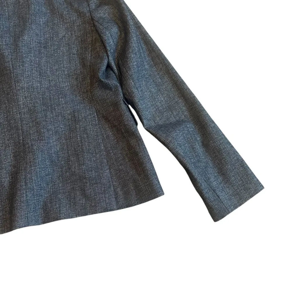 Theory Button-Down Blazer Jacket Black Grey Pockets Fitted Wool Size 4 Women's - Image 10