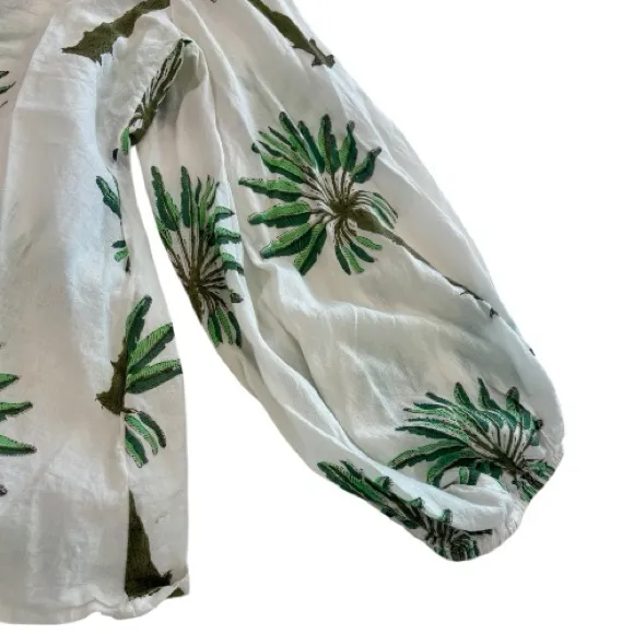 Emerson Fry Curation Bardot Top Palm Trees White Size M - Image 7