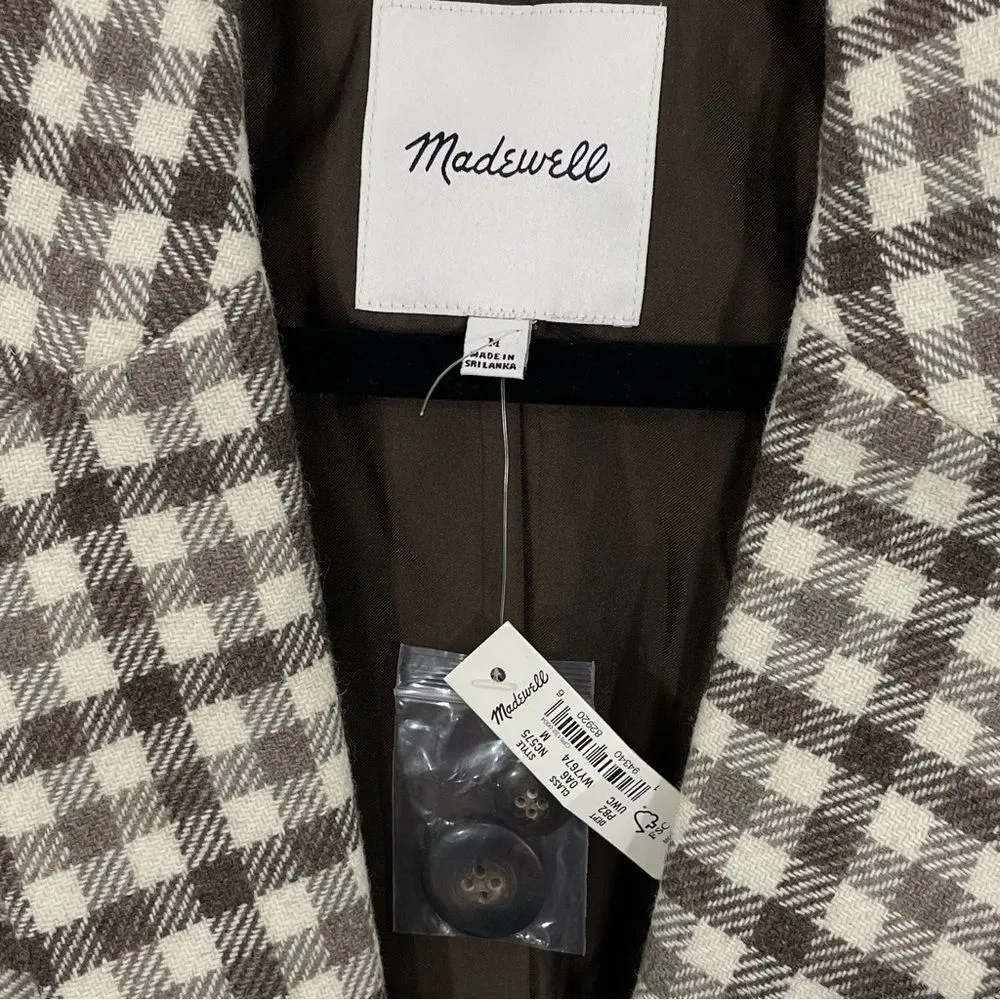 NWT Madewell Larsen Blazer‎ in Undyed Check Size MEDIUM - Image 6