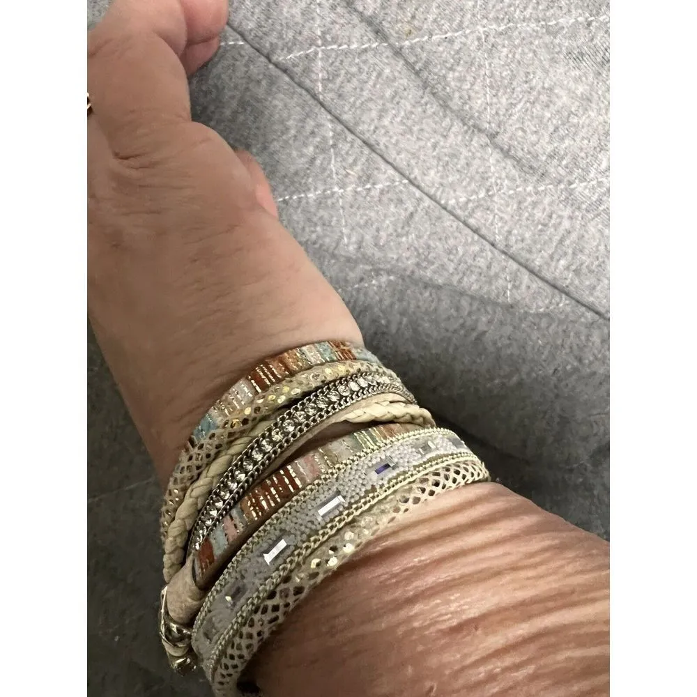 Layered Boho Multi‎ Layered Magnetic Closure Bracelet Women 7.5" Jewelry DBU - Image 4
