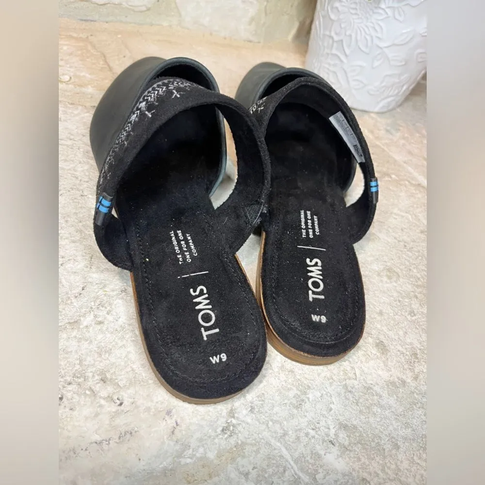 Toms Jutti black leather mules sz 9 - Image 4