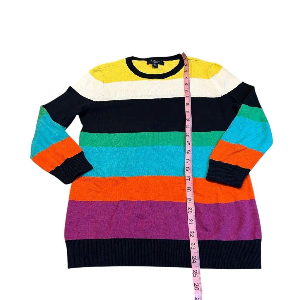 CHAPS colorful striped sweater with cropped sleeves - Image 2
