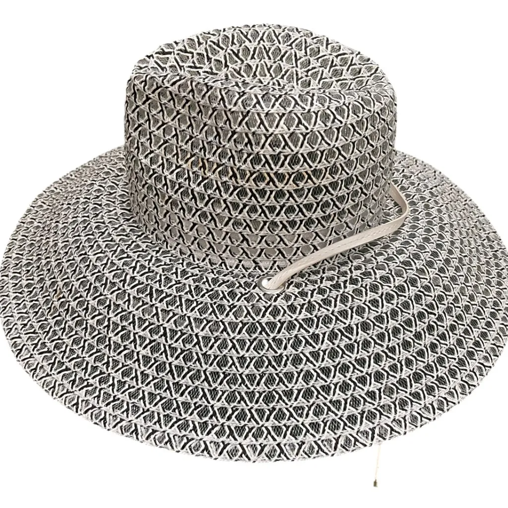 Open Edit Structured Straw Sun Hat  Wide Brim Geometric Weave - Image 4