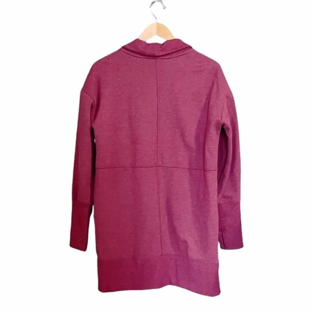 Eddie Bauer Cardigan Camp Fleece Wrap Burgundy Women’s Size Medium Cozy Lounge - Image 2