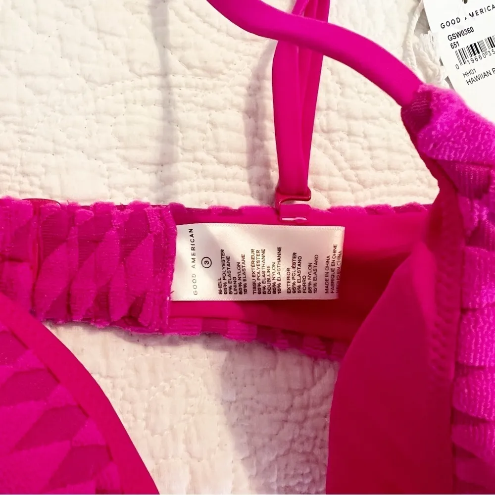 NWT Good American Pink Jacquard Bikini
Top Demi Cup Size 3 Large L - Image 4