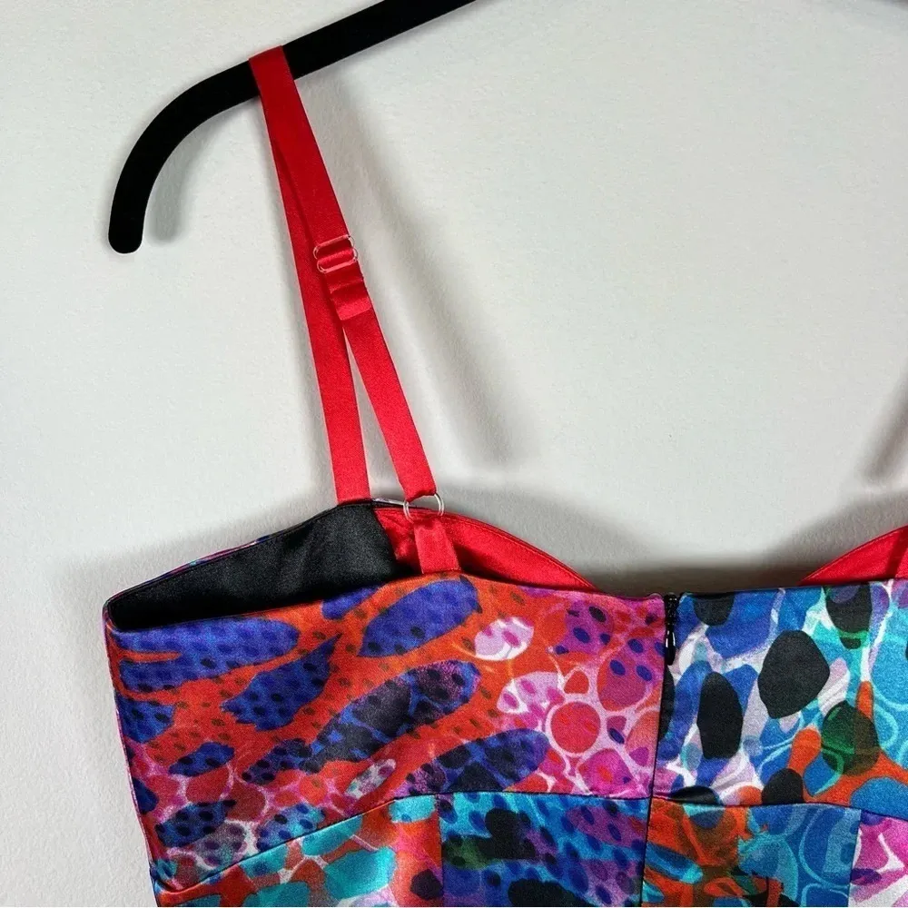 Boston Proper Womens Sheath Dress Vibrant Color Pattern Strappy Sweetheart Sz 10 - Image 9