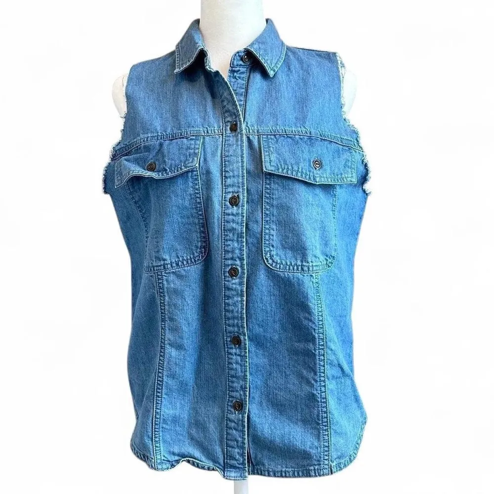 Universal Thread Women’s Distressed Denim Vest Size Small Western Biker - Image 7