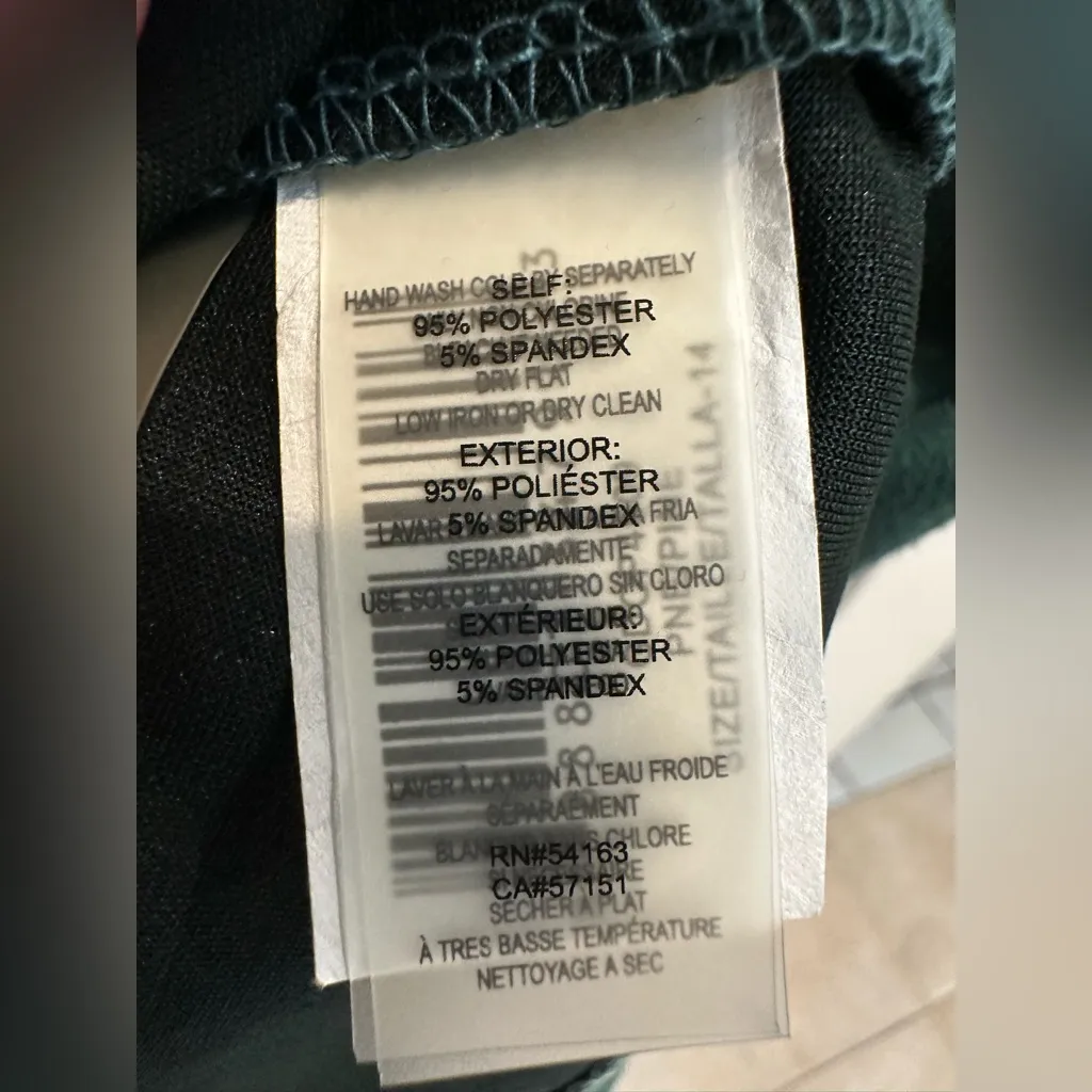 Guess Pine Green Faux Suede Puff Sleeve Holiday Party Cocktail Dress Size 14 NWT - Image 10