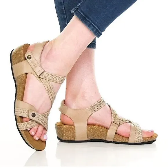 Taos Trulie Lightweight Leather Sandals Braided Strappy Casual Gold EU 39 US 8.5 - Image 2