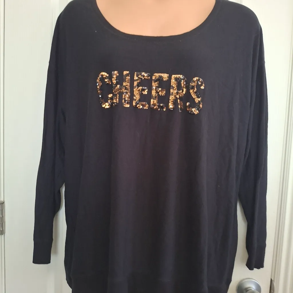 Torrid Sleep  Sz 3 Black Cheers Sequin Women's Top - Image 7