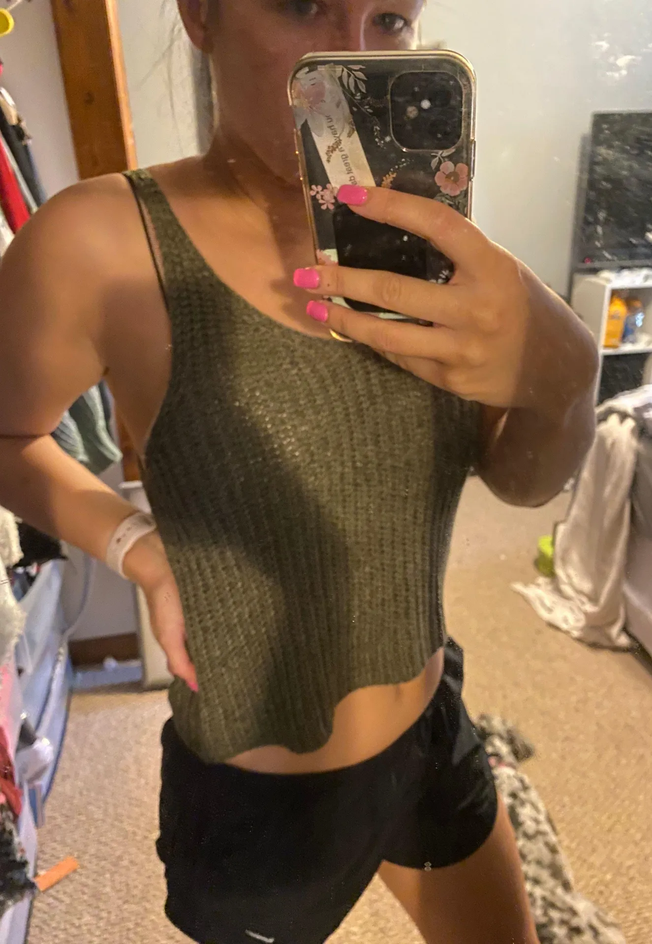 Green knit Crop Top Size L - Image 2