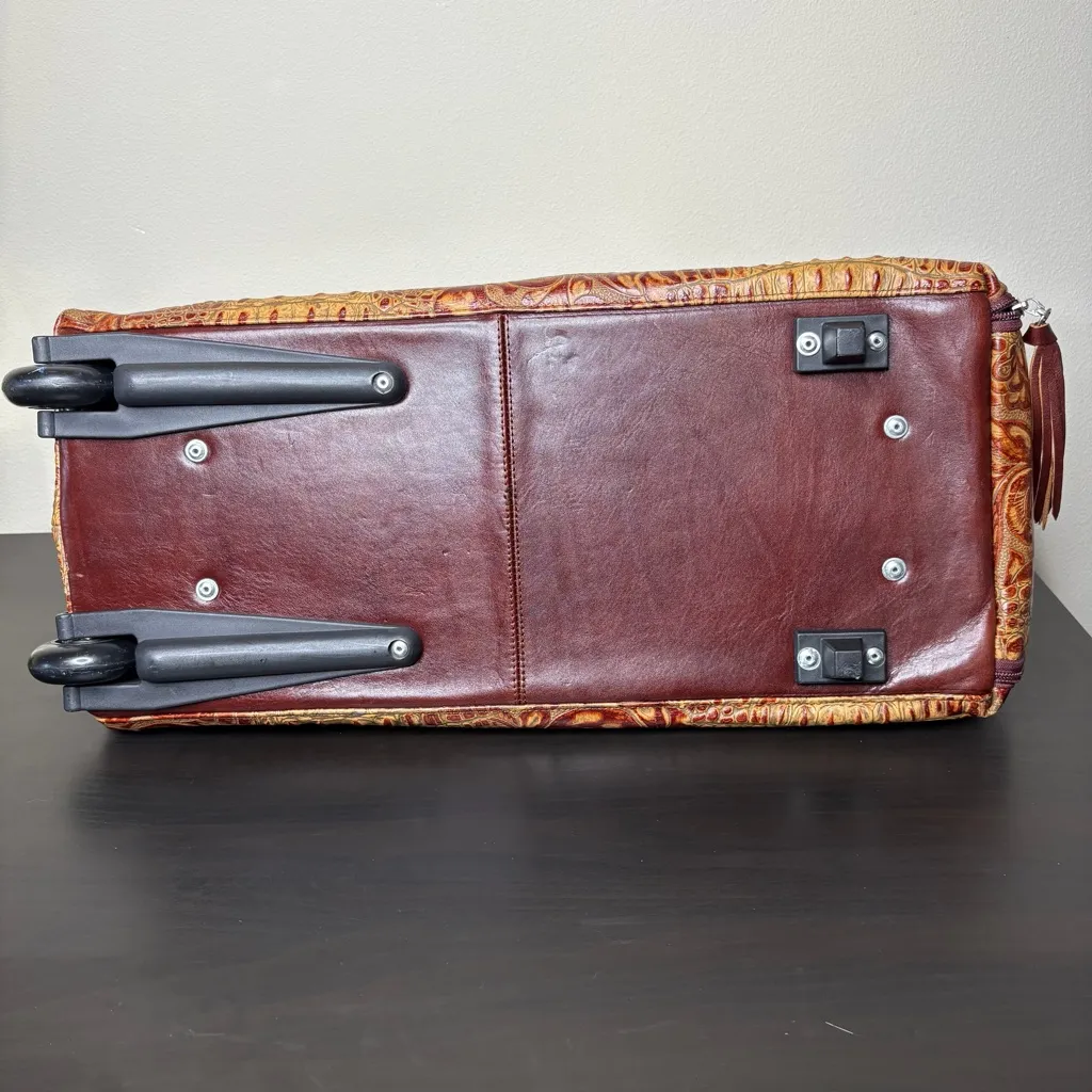 Raviani Overnight Duffle Crocodile Leather Crystal Cross Luggage Texas Mobwife Orange - Image 6