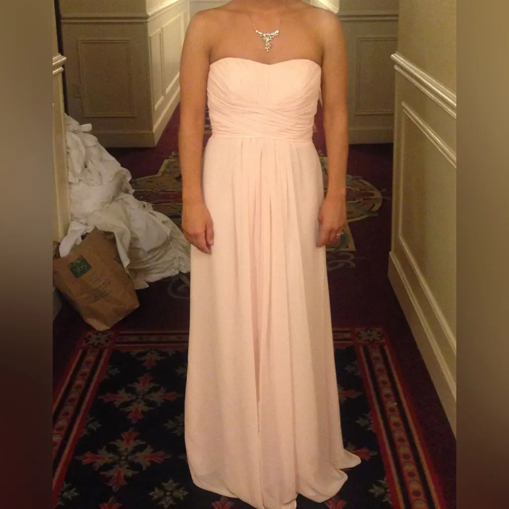 David’s bridal chiffon petal pink strapless pleated F1 style bridesmaid dress - Image 2