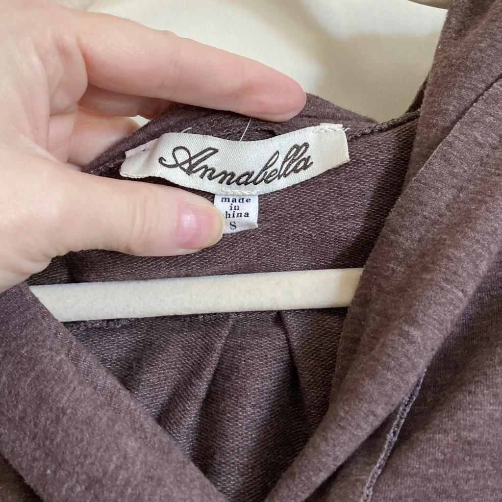 🌞Annabella Mauve Button Front Hooded Lightweight Jacket #S Purple - Image 3