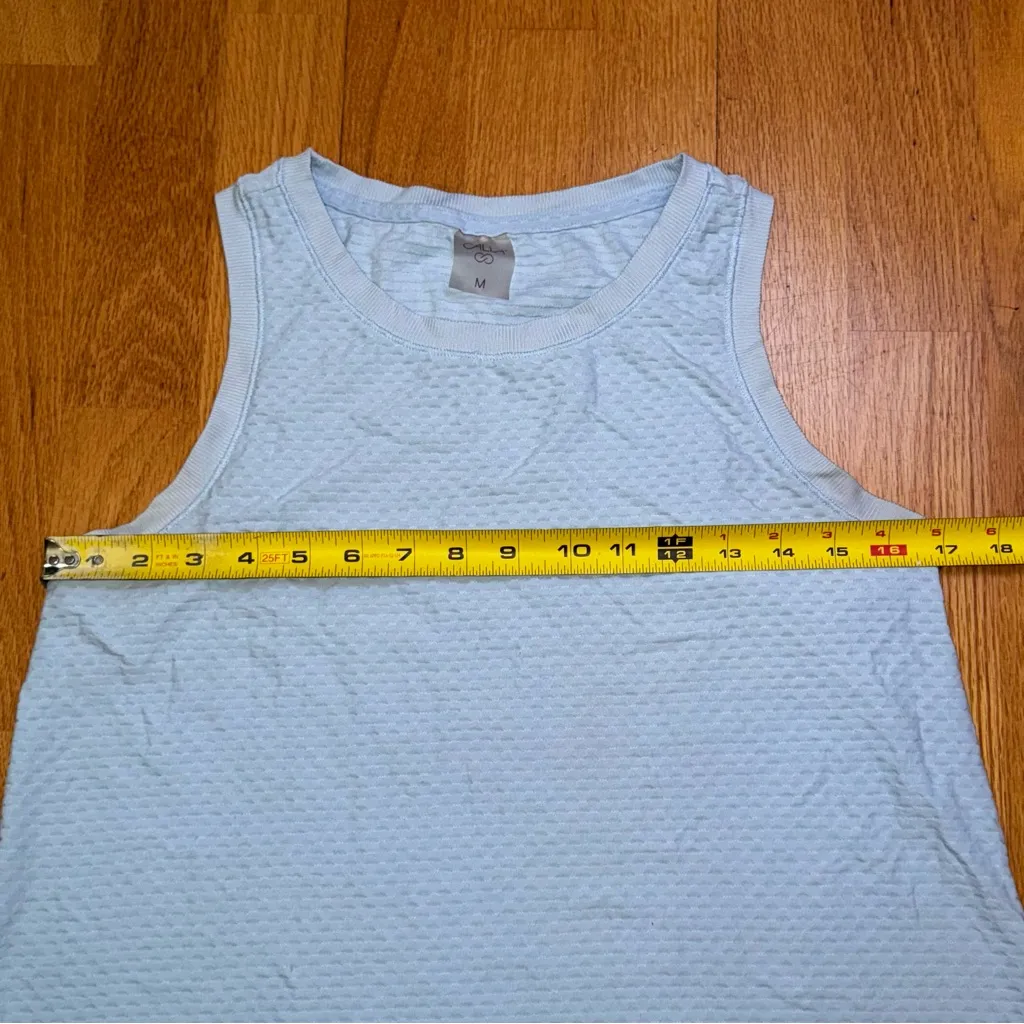 Calia Textured Mesh Waffle Knit Tank Scoop Neck Activewear Top Baby Blue M Size M - Image 12