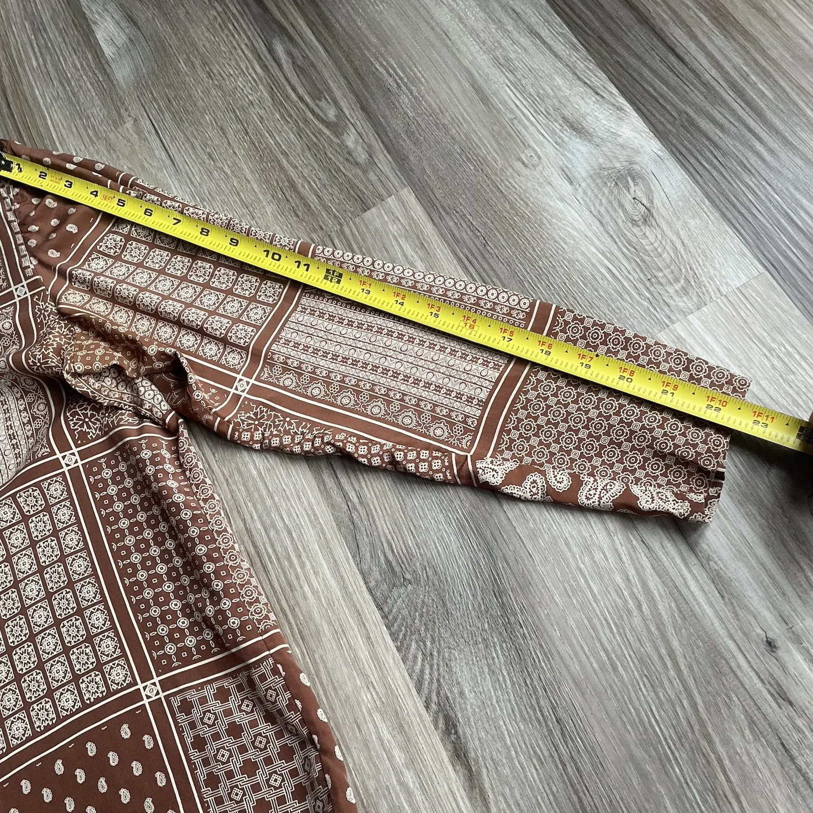 Vintage Caio Sport Womens Brown Paisley Mixed Media Western 100% Silk Blouse 12 - Image 5