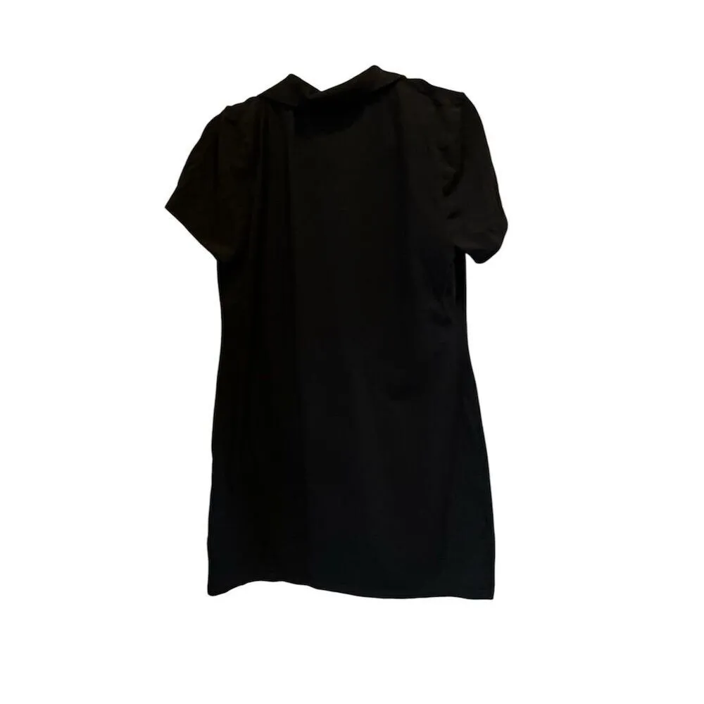 Michael Kors‎ Women's Black Polo Shirt L Short Sleeve Casual Zipper Top - Image 4