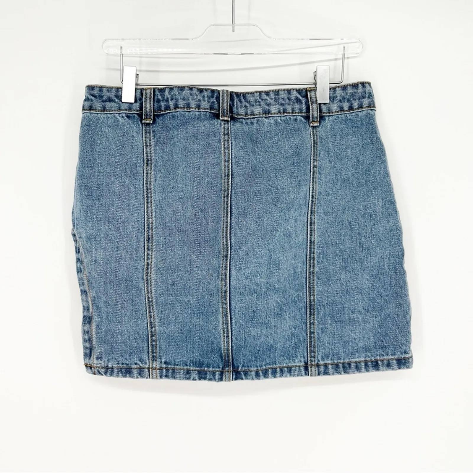 superdown  Abby Slit Leg Denim Mini Skirt‎ M Blue - Image 3