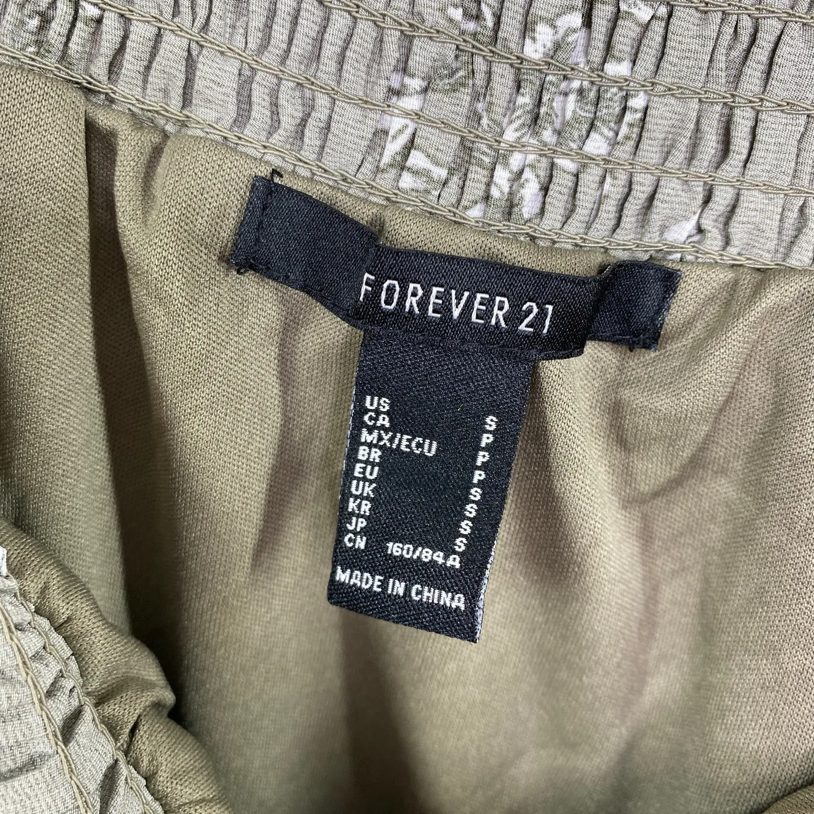 Forever 21 Green‎ Floral Print Tie Shoulder Mini Dress Women Small Boho Cottage - Image 5