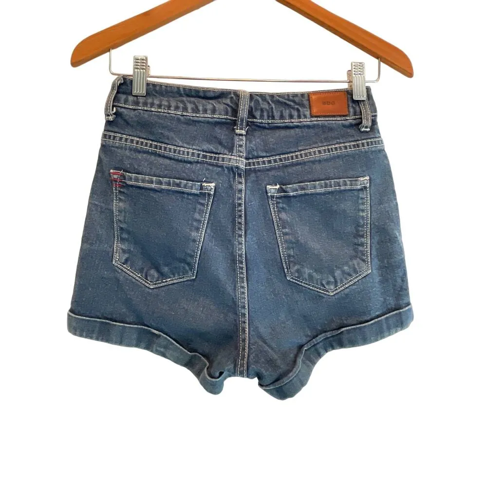 BDG Super High Rise Foxy Button Fly Cuffed Denim Jean Short Shorts 26w - Image 2