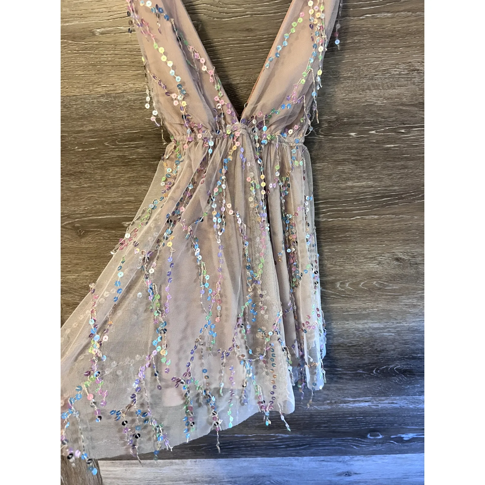 Hello Molly Mini Dress Party Size XS 2 Light Pink Mermaid Mystical Rainbow - Image 3