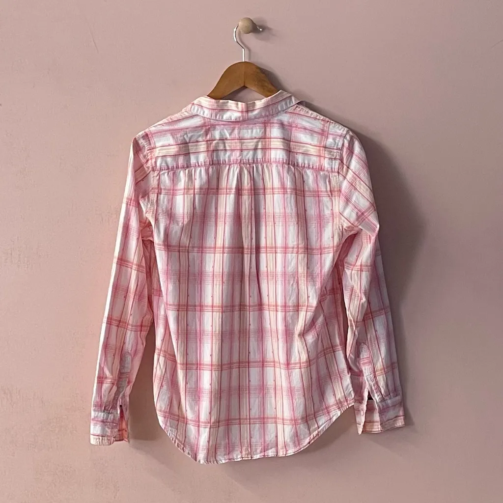 Y2K Tommy Hilfiger Pink Paid Button-Down Shirt Size M EUC - Image 2