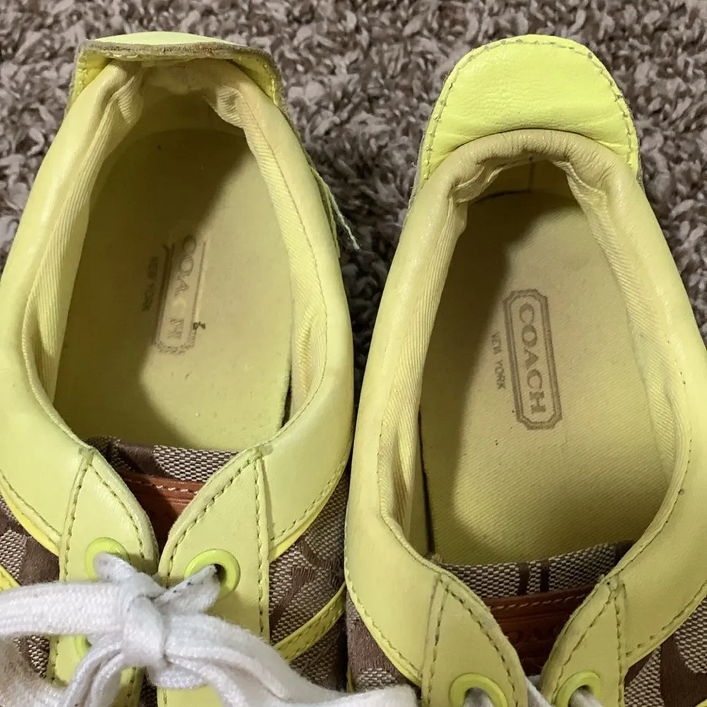 Coach Signature Alivia neon yellow woman tennis shoe size 10 - Image 5