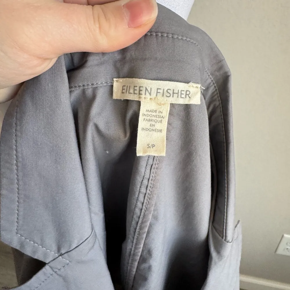 Eileen Fisher Gray Organic Cotton Lightweight Blazer Womens S Preppy Academia - Image 6