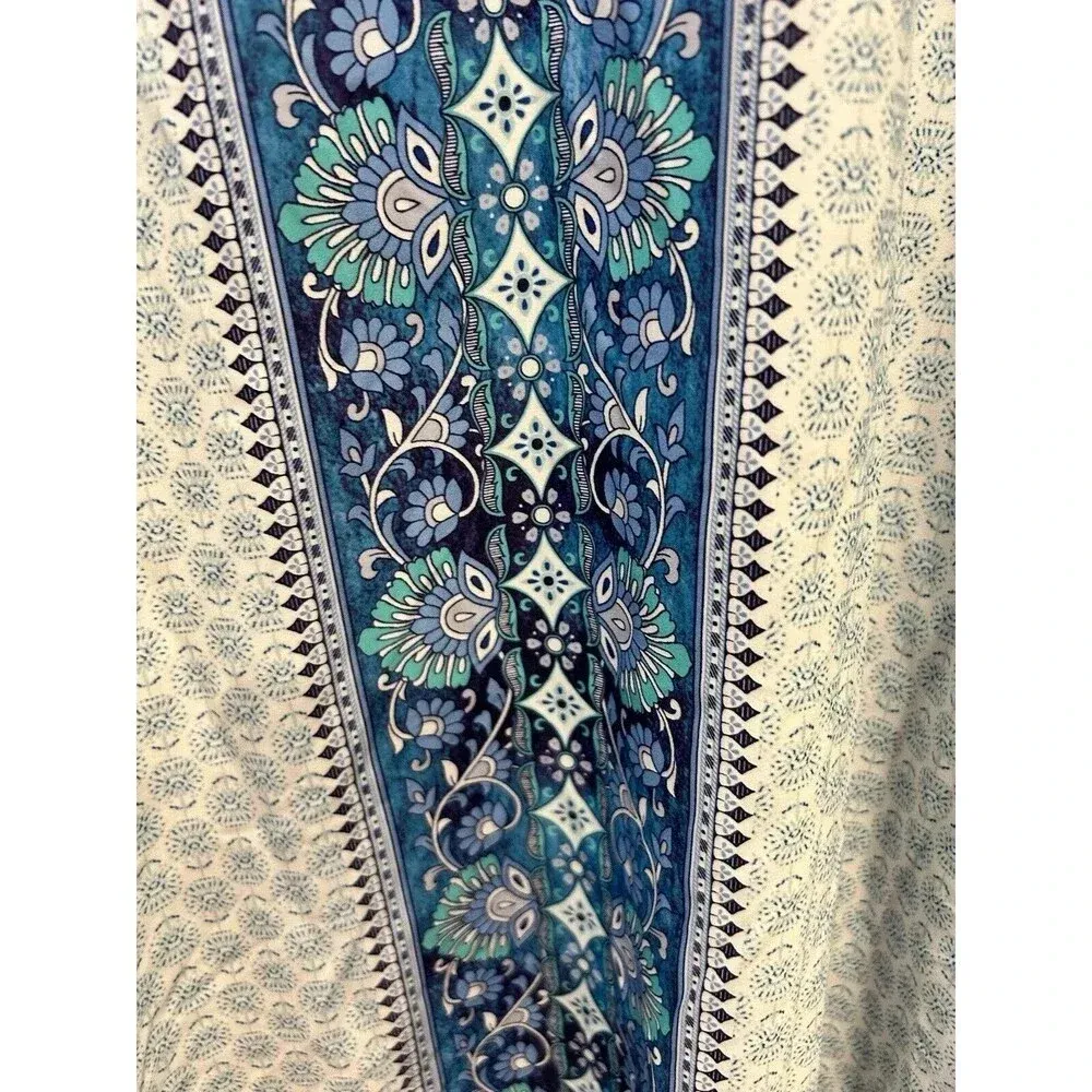 NEW Aqua‎ Et Sol Swim Cover Up Womens L Blue White Geometric Dress UPF 50 Size L - Image 6