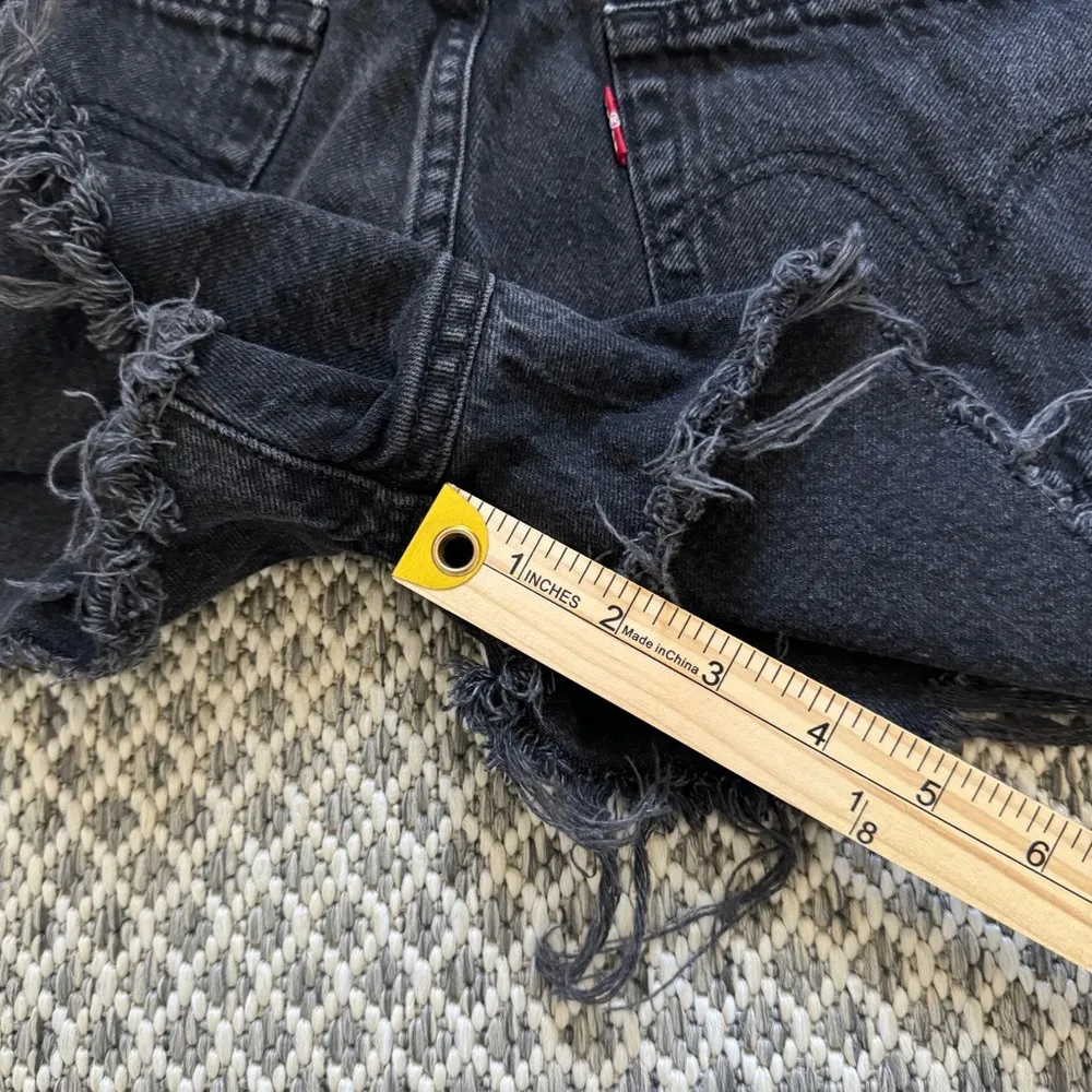 Levi’s 501 Black Denim Shorts Size 30 Button Fly - Image 6