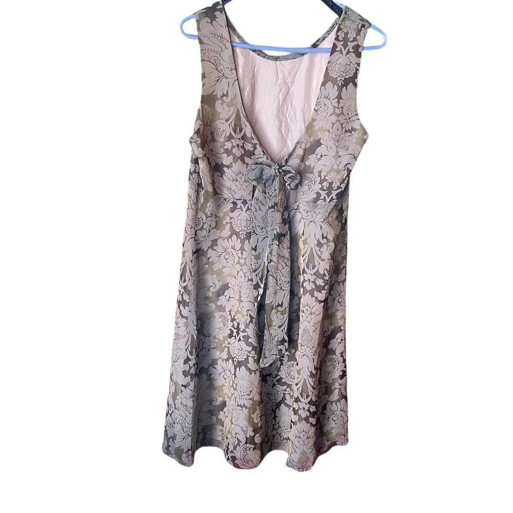 Vintage Donna Ricco size 14 floral shift dress with keyhole tie back. - Image 2