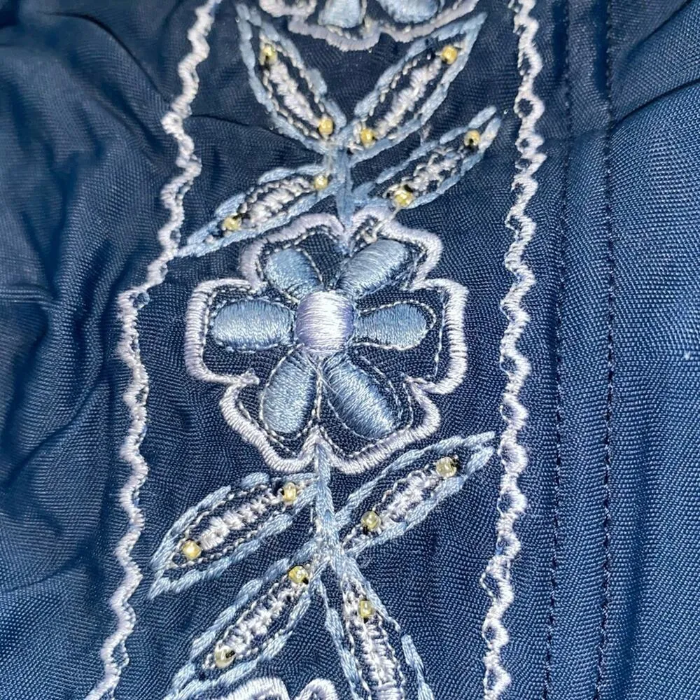 Didi Blue Capri Lounge Pants with Embroidery - Image 5