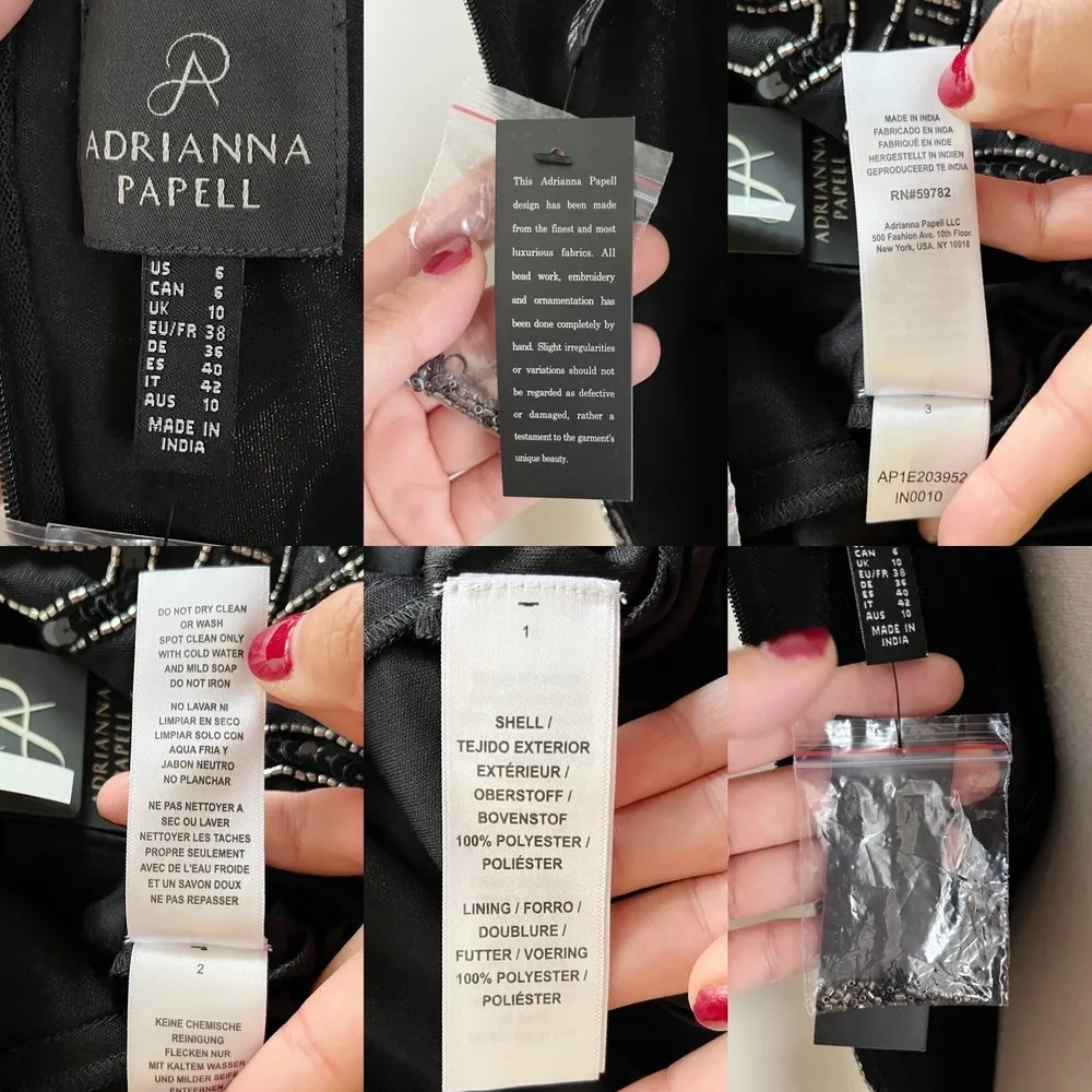 ADRIANNA PAPELL Black Dress Beaded Illusion Sheath Cocktail Mini A-Line 6 NWT - Image 6