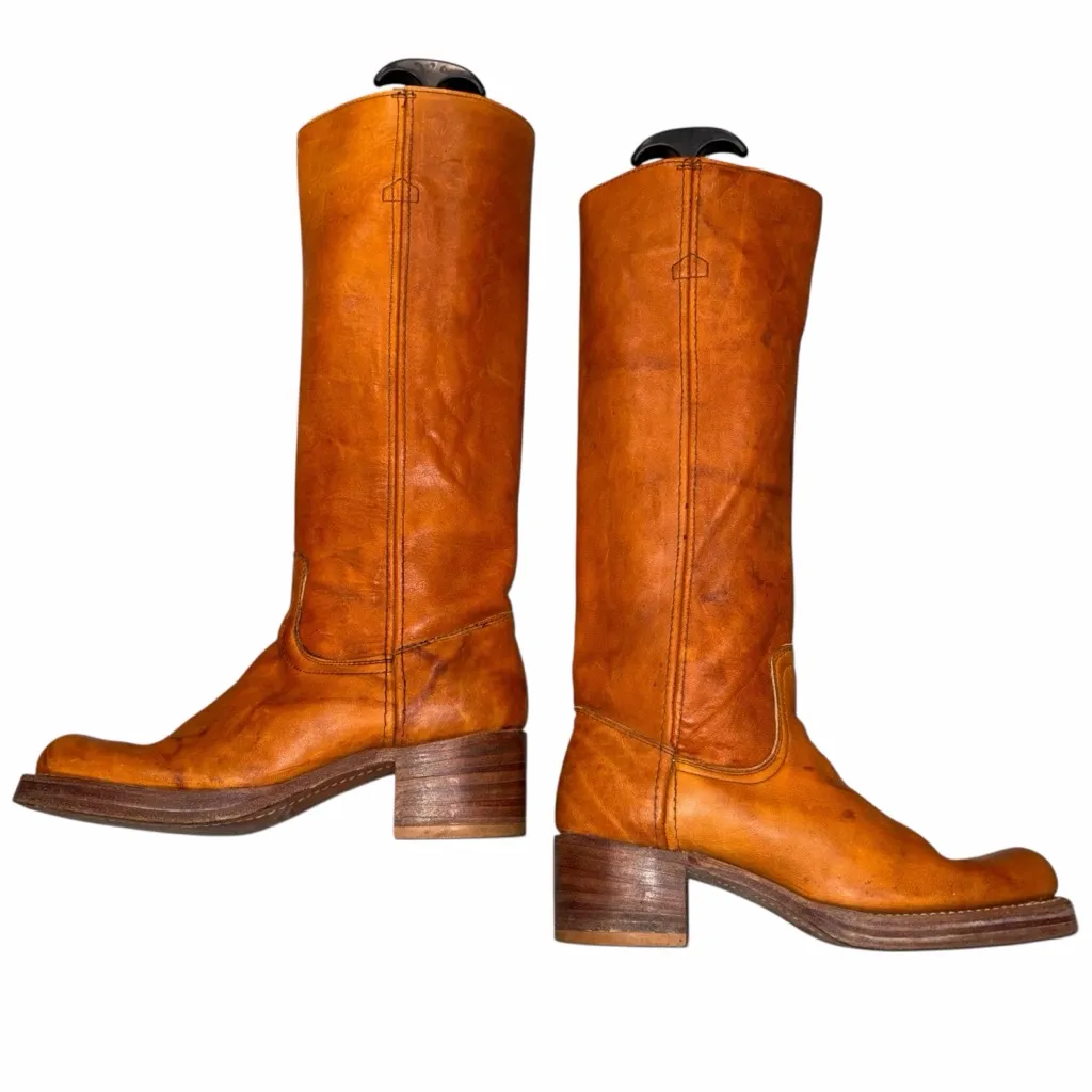 Vintage 1970’s Frye Black Label Cognac Campus Boots Shoes size 8AA  #8190 - Image 4