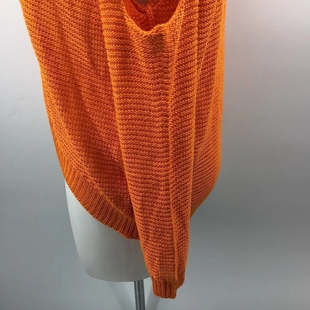 Orange 3 button cardigan with arm shoulder cutouts - Image 4