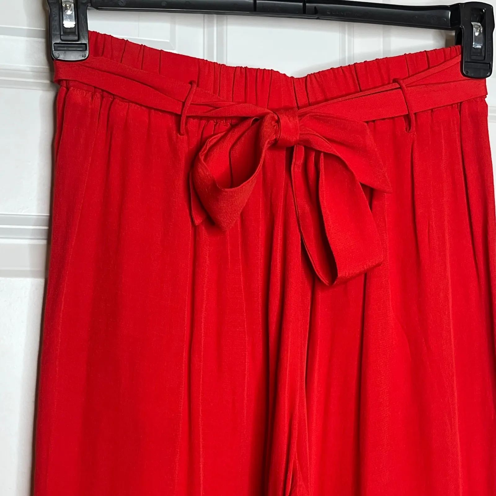 Wilfred Aritizia Red Wide Leg Crop Pants Tie in the Back Small Elastic Waist - Image 7