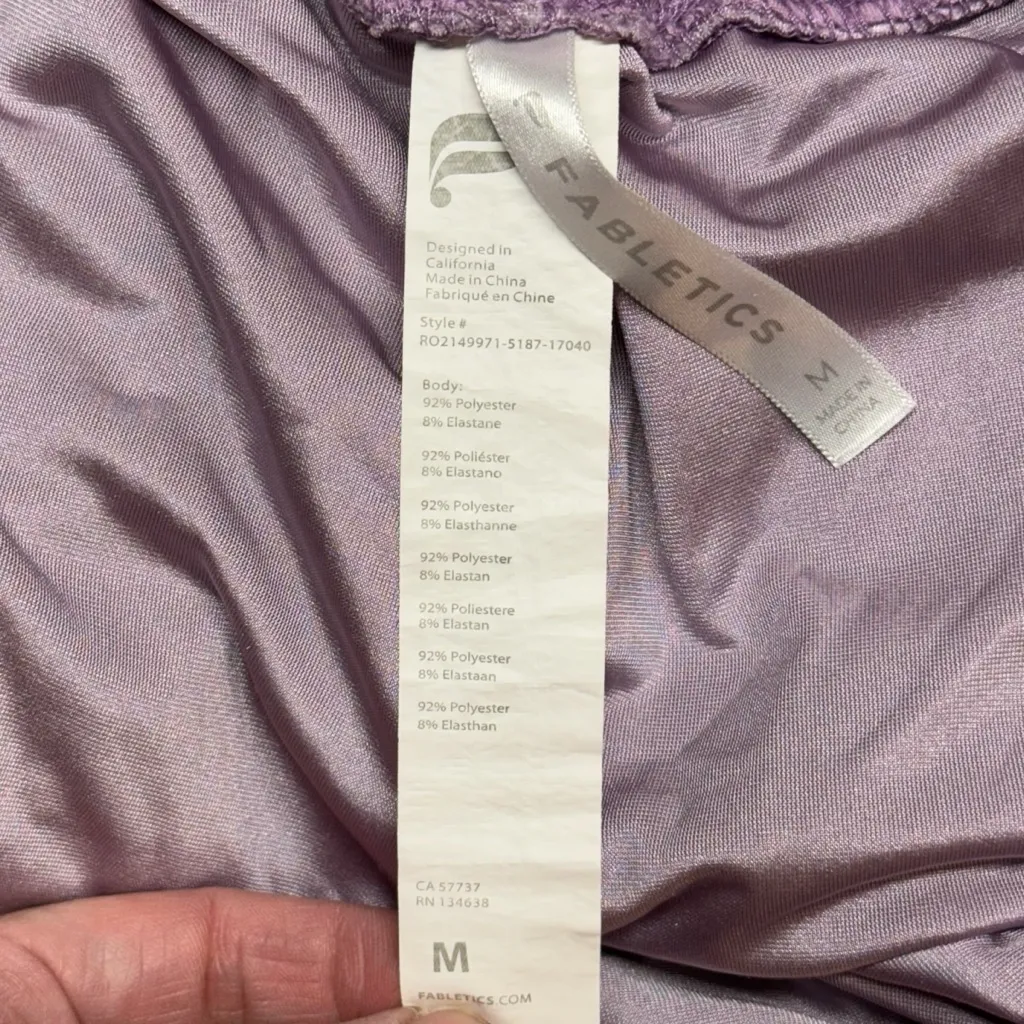 Fabletics Womens Purple Velour Zip Up Wide Leg Jumpsuit Tracksuit Onesie Cozy M - Image 15