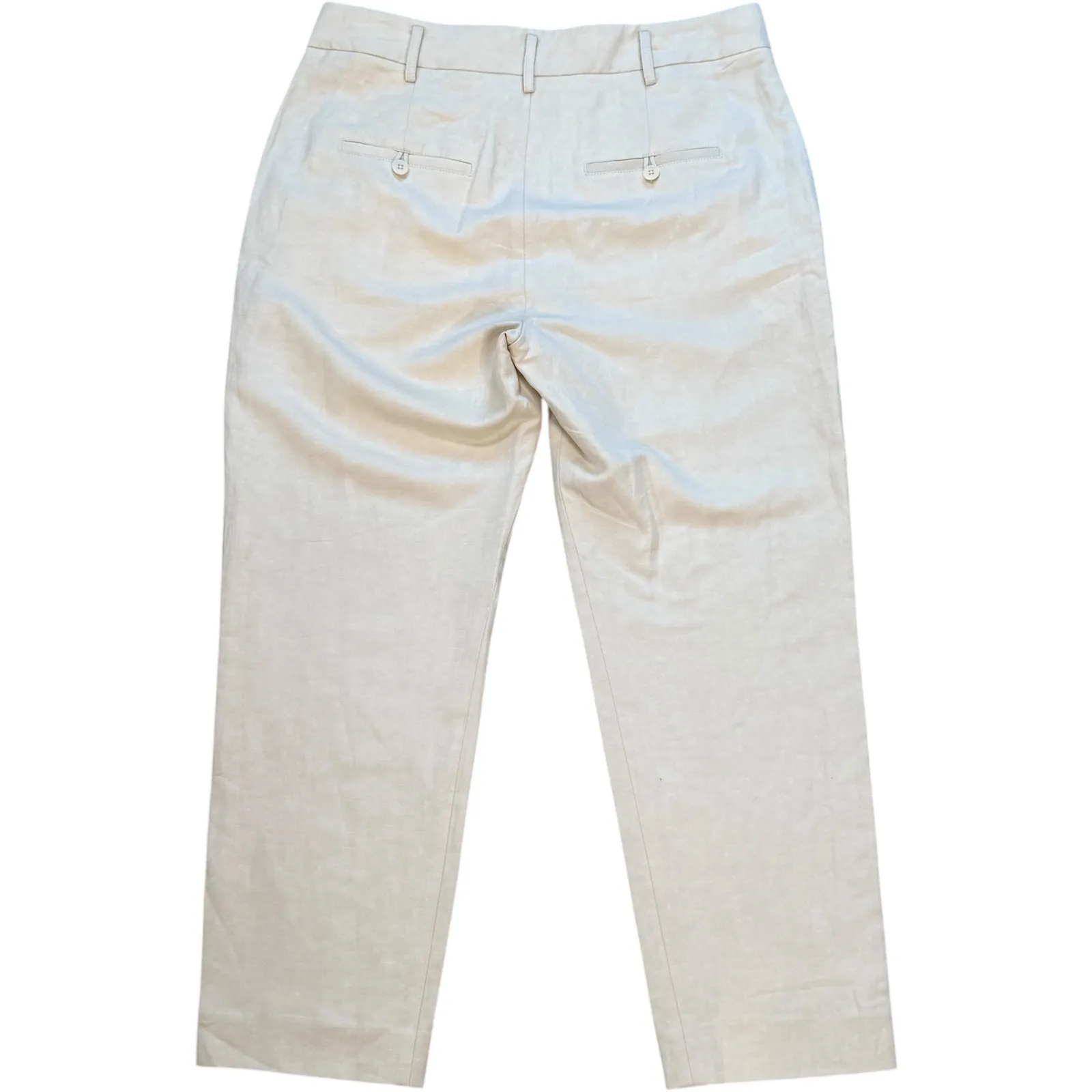 Vince Pleated Linen Cropped Pants Trousers Beige Size 12 MSRP $285 Quiet Luxury - Image 2