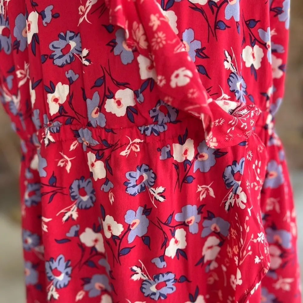 A.B.S. Collection Dress Red Floral Faux Wrap Ruffle Dress NWT XL Party Festival - Image 6