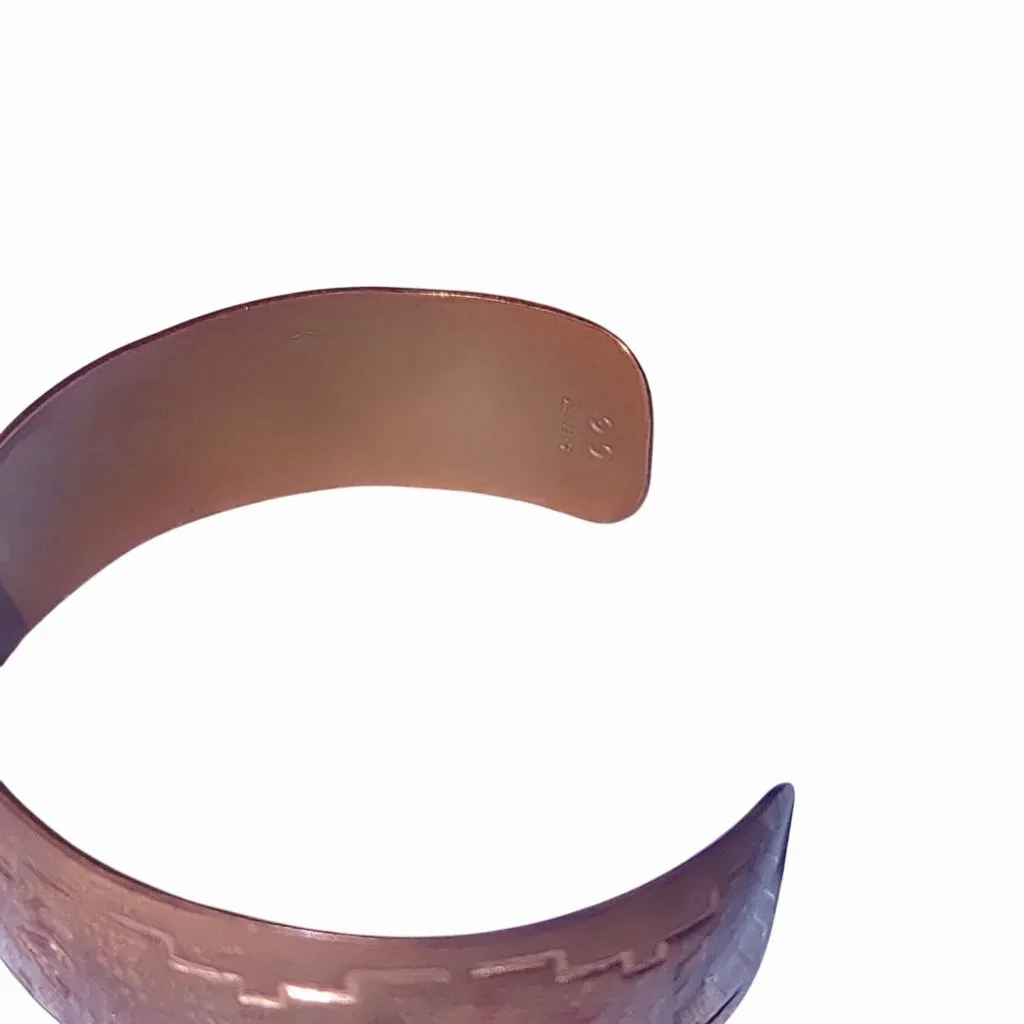 CG Copper Cuff Bracelet Artisan Native Southwest Vintage Silver Buffalo Etch - Image 9