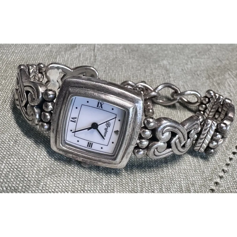 BRIGHTON Santa Rosa Women's Watch Silver Adjustable Toggle Closure Needs Battery - Image 4