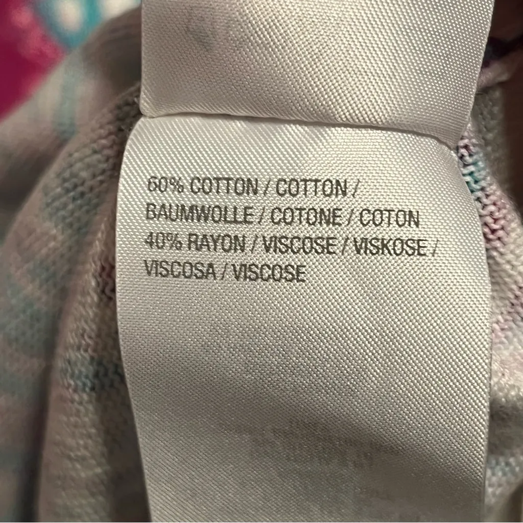 Bob Mackie Womens SZ‎ 1X Pink Blue Long Sleeve Cardigan Sweater Full Art To Wear - Image 5