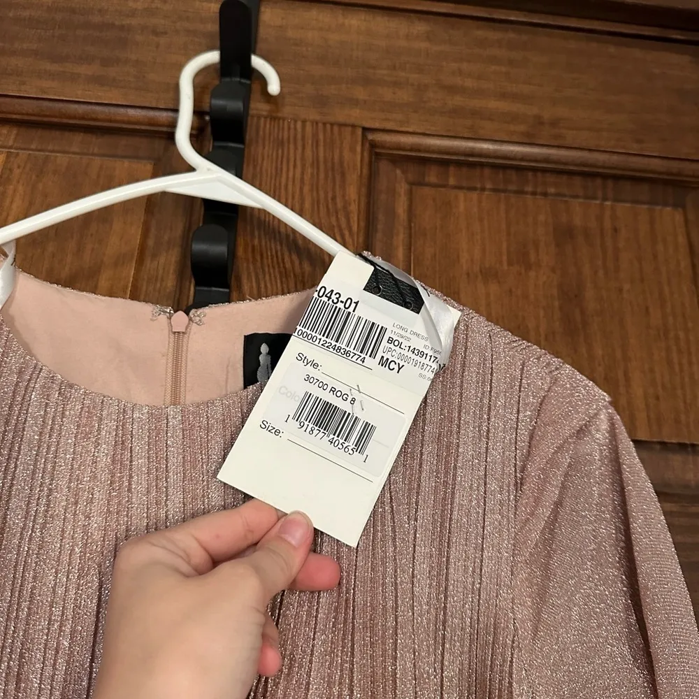 MAC DUGGAL Shimmering Pleated A-Line 3/4 Sleeve Gown - Image 10