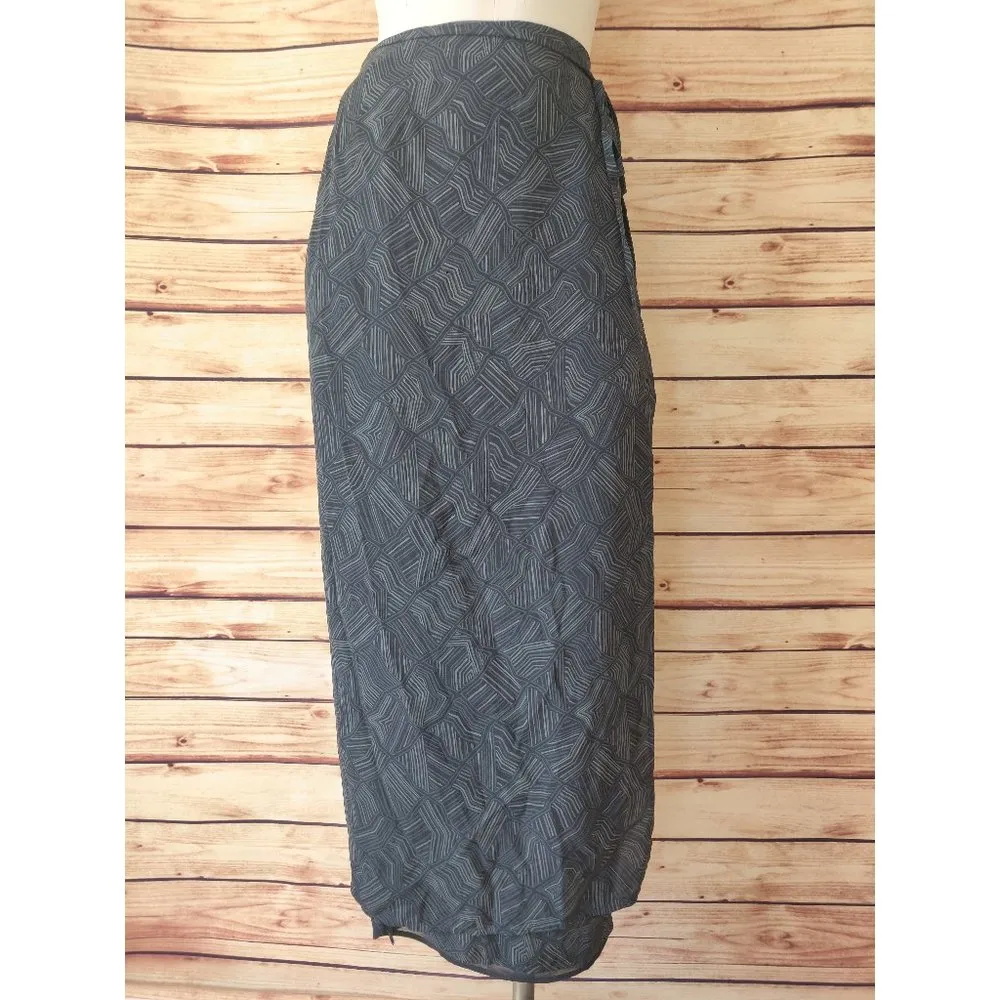 Vintage 90's Geometric Print Silk Maxi Wrap Skirt - Image 2